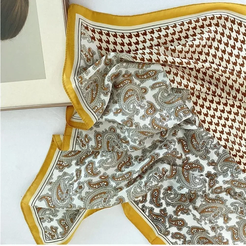 Paisley and Checkered Silky Scarf